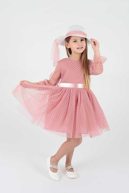 Girl's Hat and Tulle Lace Trend Dress Ak2228