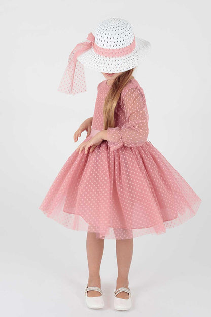 Girl's Hat and Tulle Lace Trend Dress Ak2228