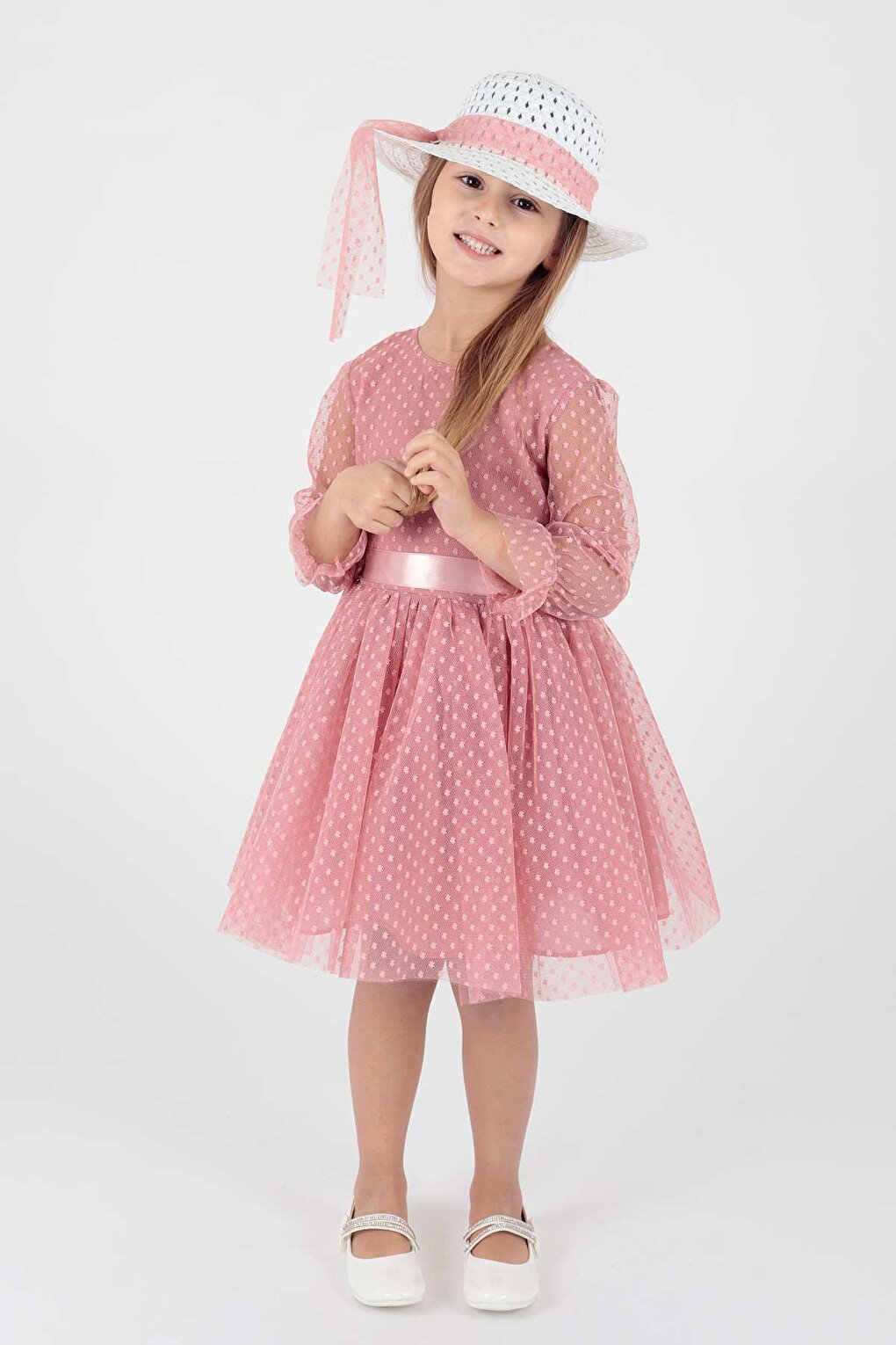 Girl's Hat and Tulle Lace Trend Dress Ak2228