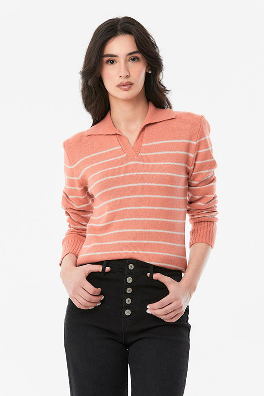 Striped V-Neck Knitwear Sweater