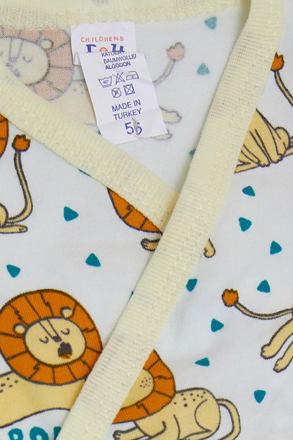 Baby Boy Hospital Release Pack of 5 Cute Lion Pattern White (0-3 Months)