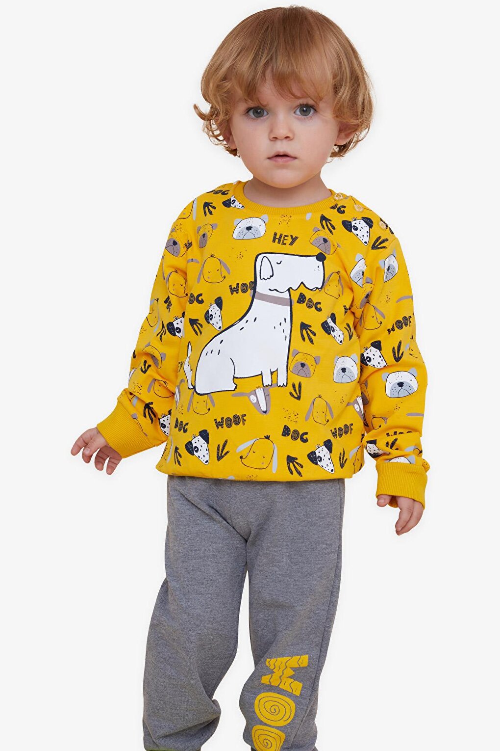 Boy's Tracksuit Set Yellow with Print Pattern (Age 1-4)