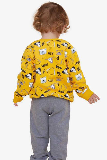 Boy's Tracksuit Set Yellow with Print Pattern (Age 1-4)