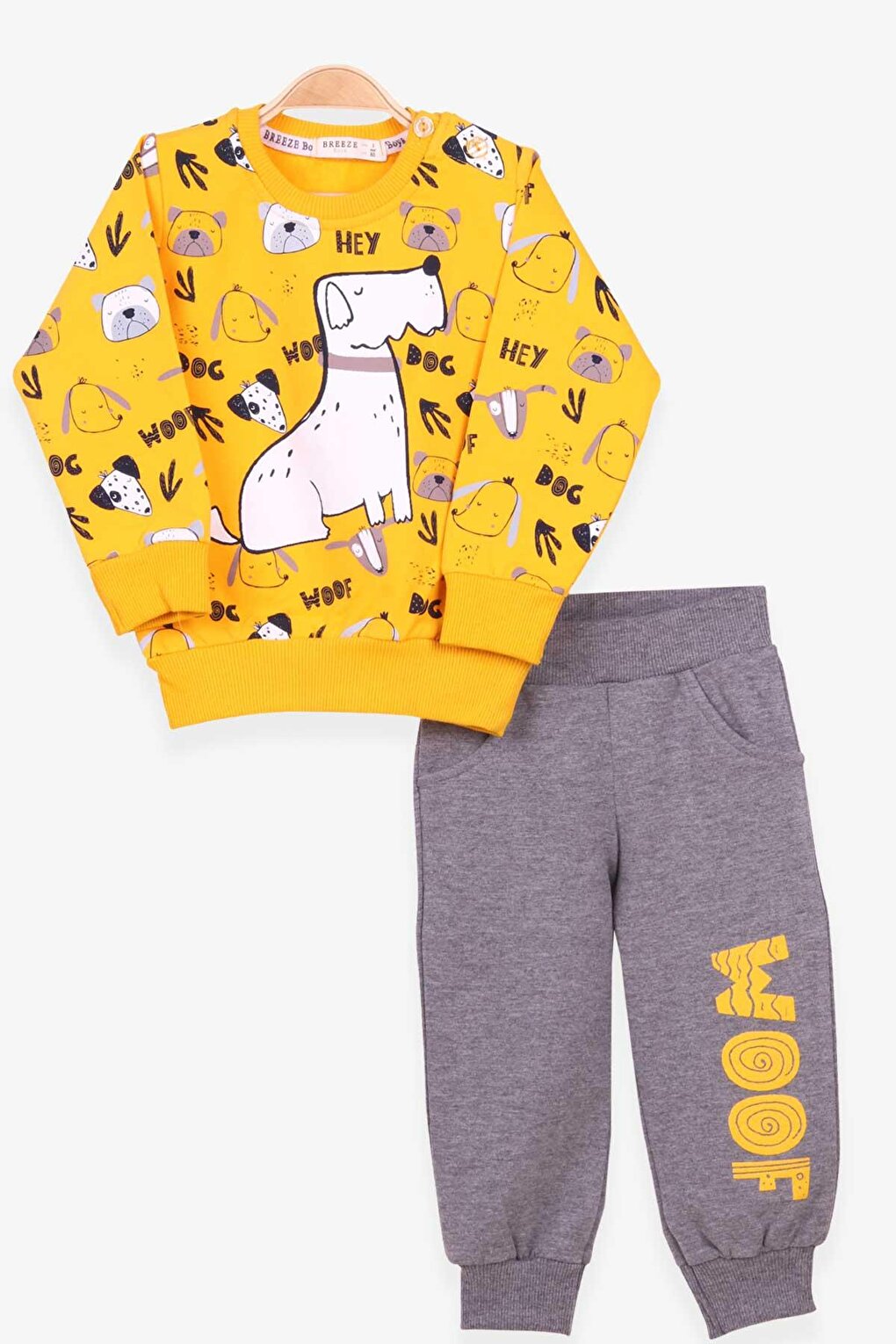 Boy's Tracksuit Set Yellow with Print Pattern (Age 1-4)