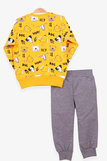 Boy's Tracksuit Set Yellow with Print Pattern (Age 1-4)