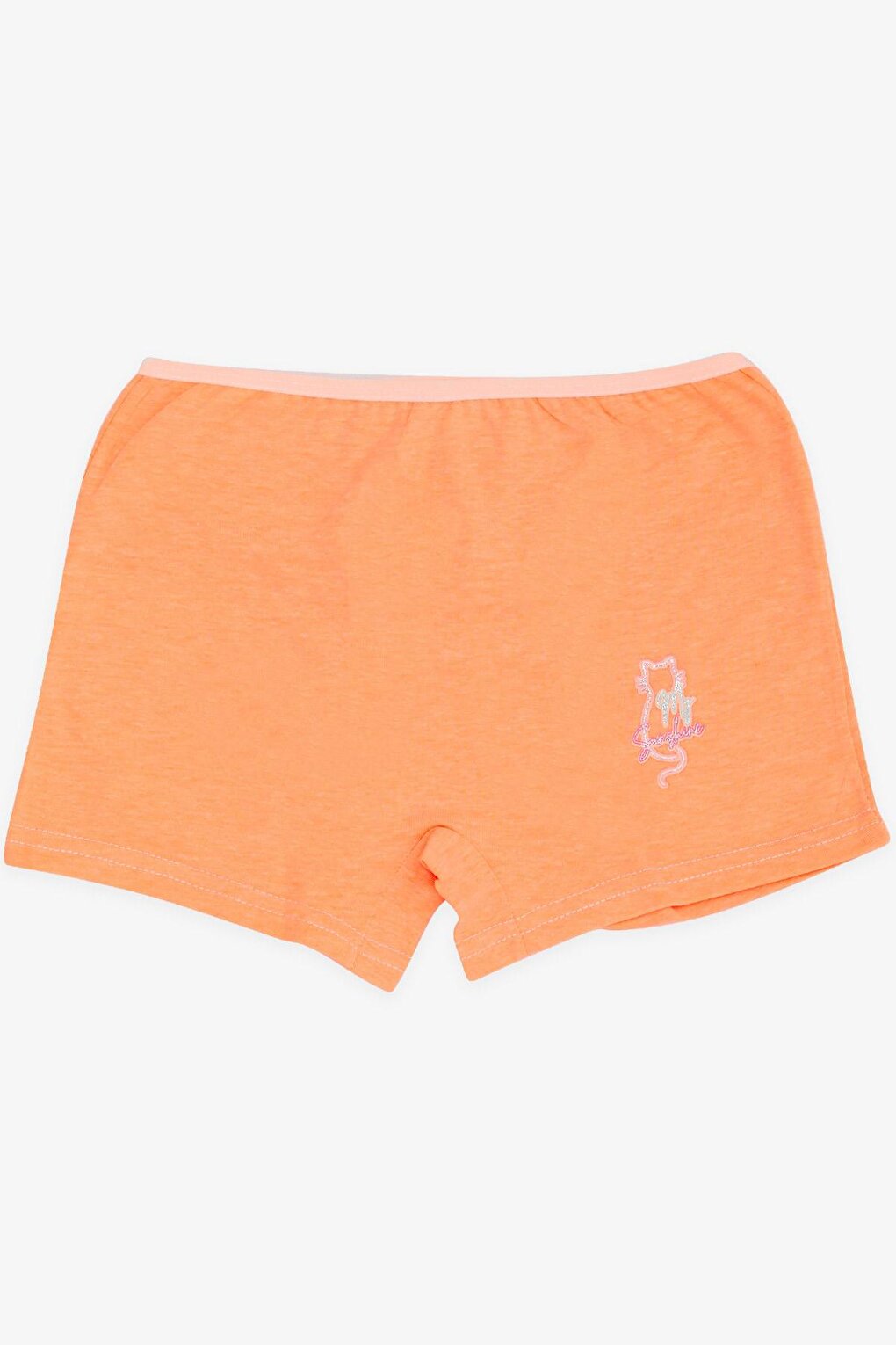 Girl's Boxer Glitter Text Printed Neon Orange (Age 11)