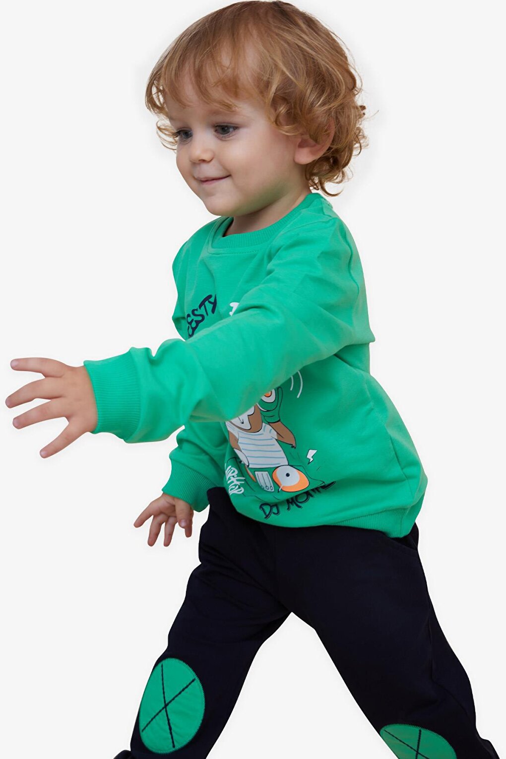 Boy's Tracksuit Set DJ Monkey Printed Green (Age 1.5-5)