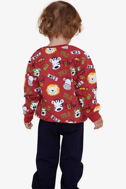 Boy's Tracksuit Set in Tile with Monkey Embroidery (Age 1-4)