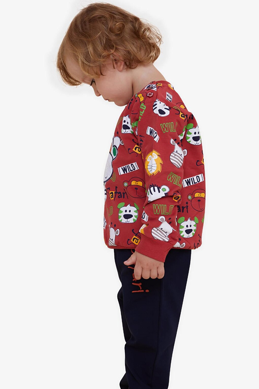 Boy's Tracksuit Set in Tile with Monkey Embroidery (Age 1-4)