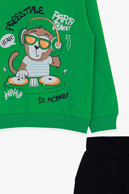 Boy's Tracksuit Set DJ Monkey Printed Green (Age 1.5-5)