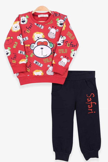 Boy's Tracksuit Set in Tile with Monkey Embroidery (Age 1-4)