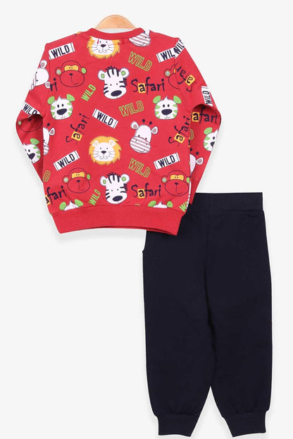 Boy's Tracksuit Set in Tile with Monkey Embroidery (Age 1-4)