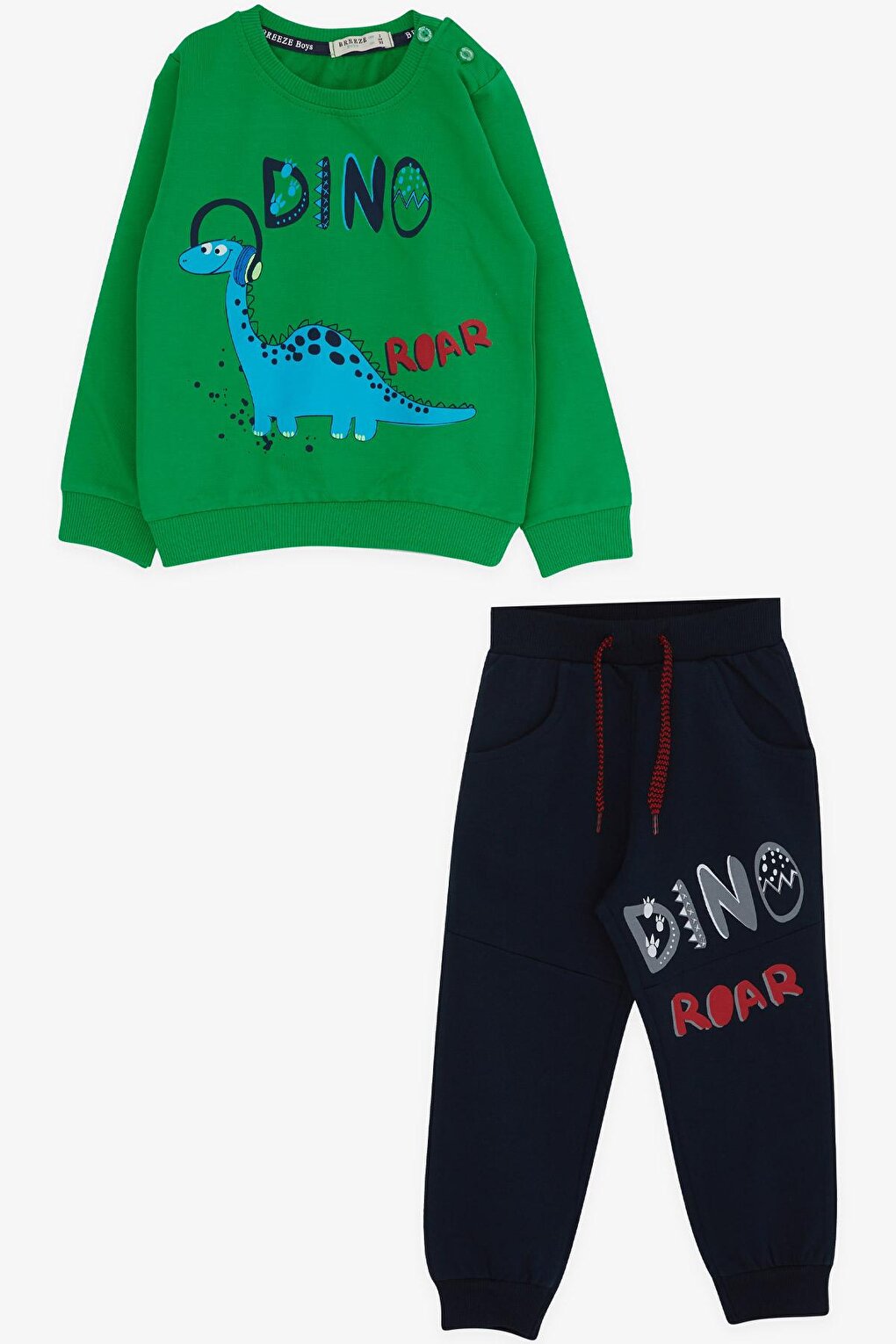 Boy's Tracksuit Set Dinosaur Printed Green (Age 1.5-4)