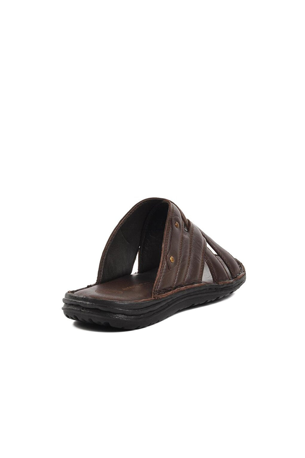 B15.152 Brown Inside and Outside Genuine Leather Men's Slippers