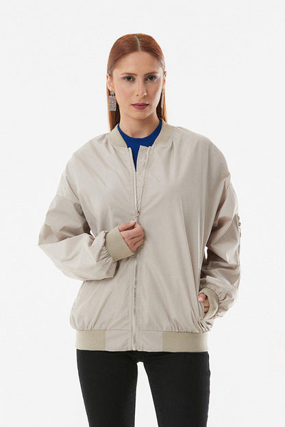 Parachute Fabric Stand-Up Collar Zippered Raincoat