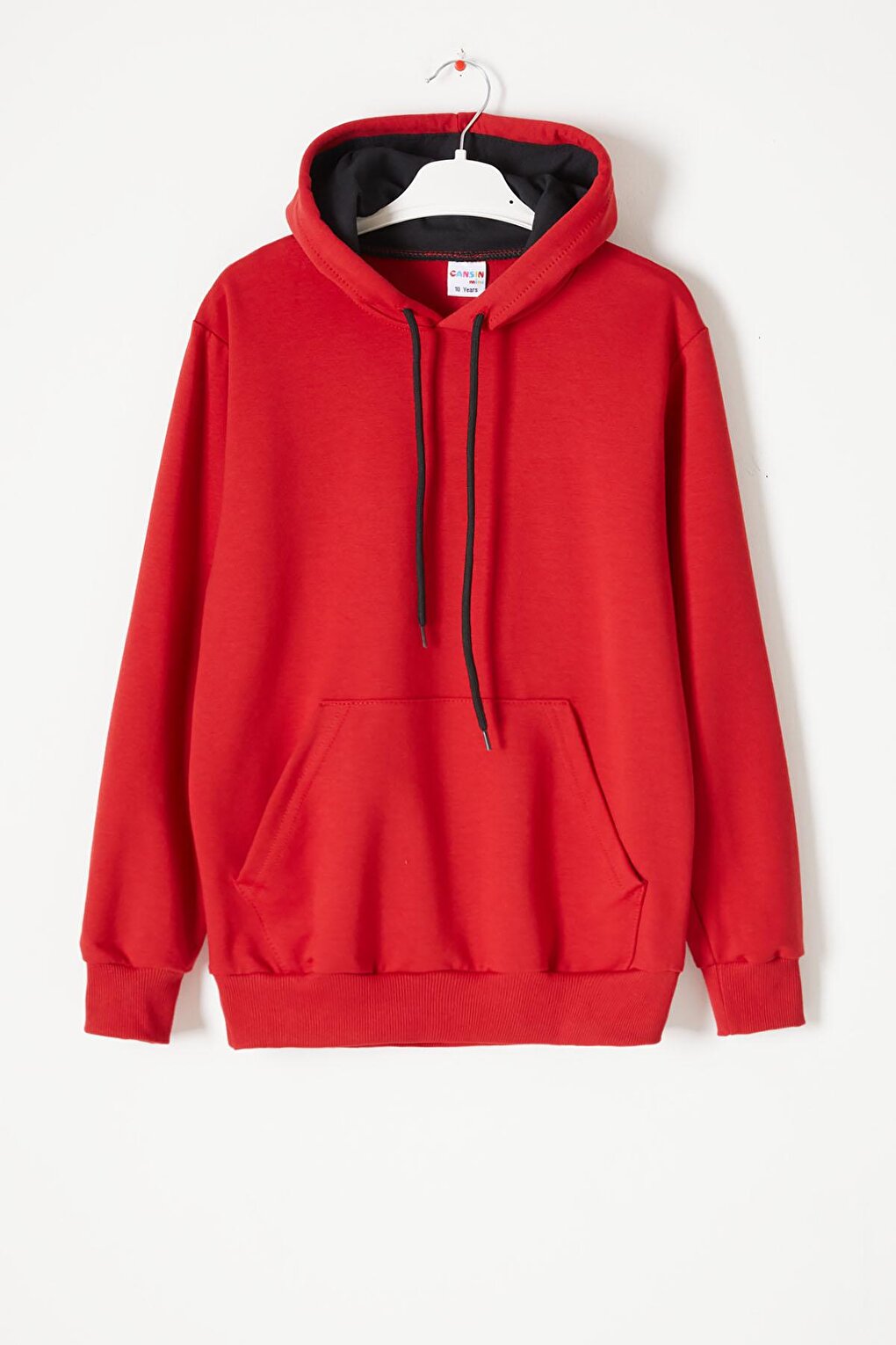 Red Kangaroo Pocket Hooded Unisex Kids Sweatshirt 16784