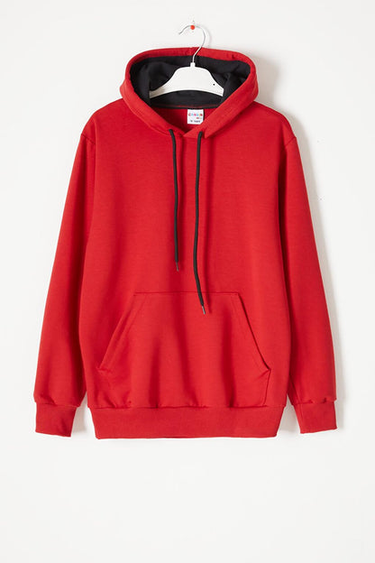 Red Kangaroo Pocket Hooded Unisex Kids Sweatshirt 16784