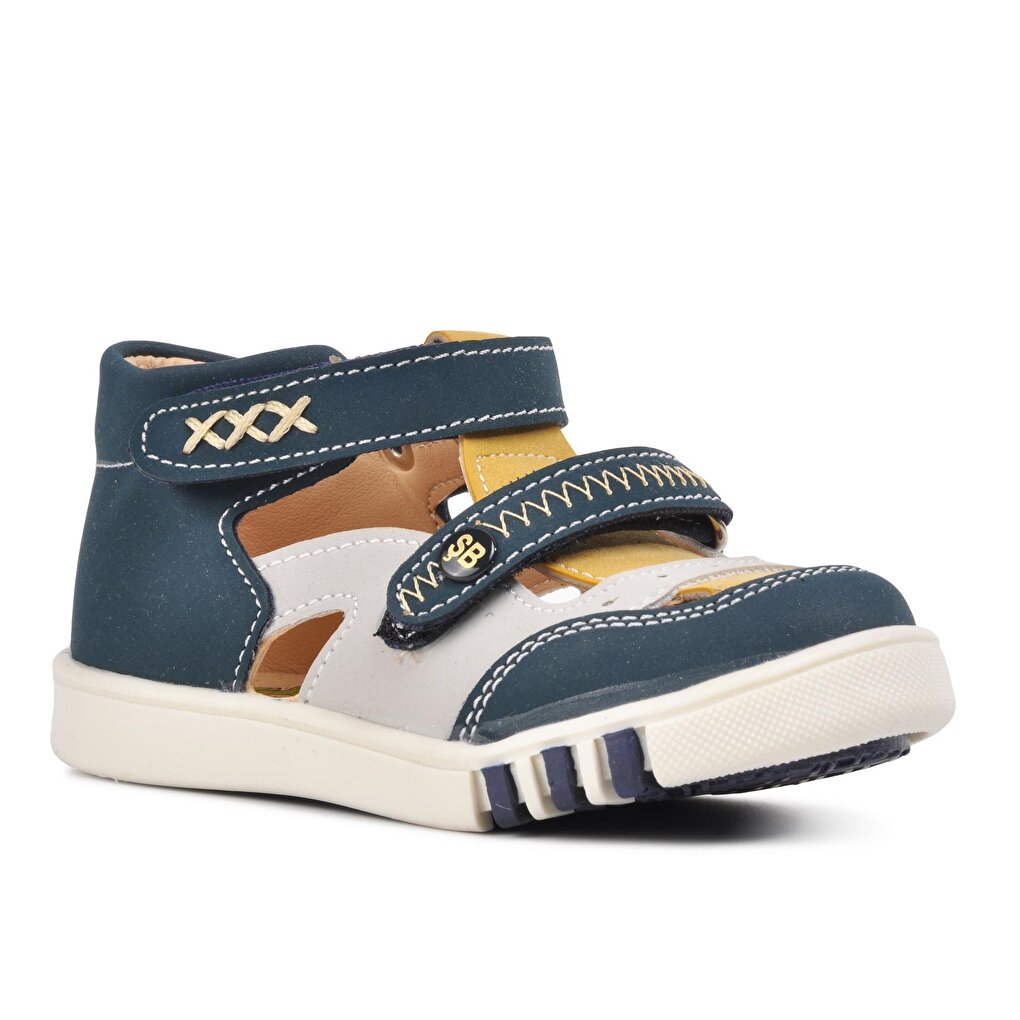 009 Navy Blue-Beige-Mustard Boy's Shoes