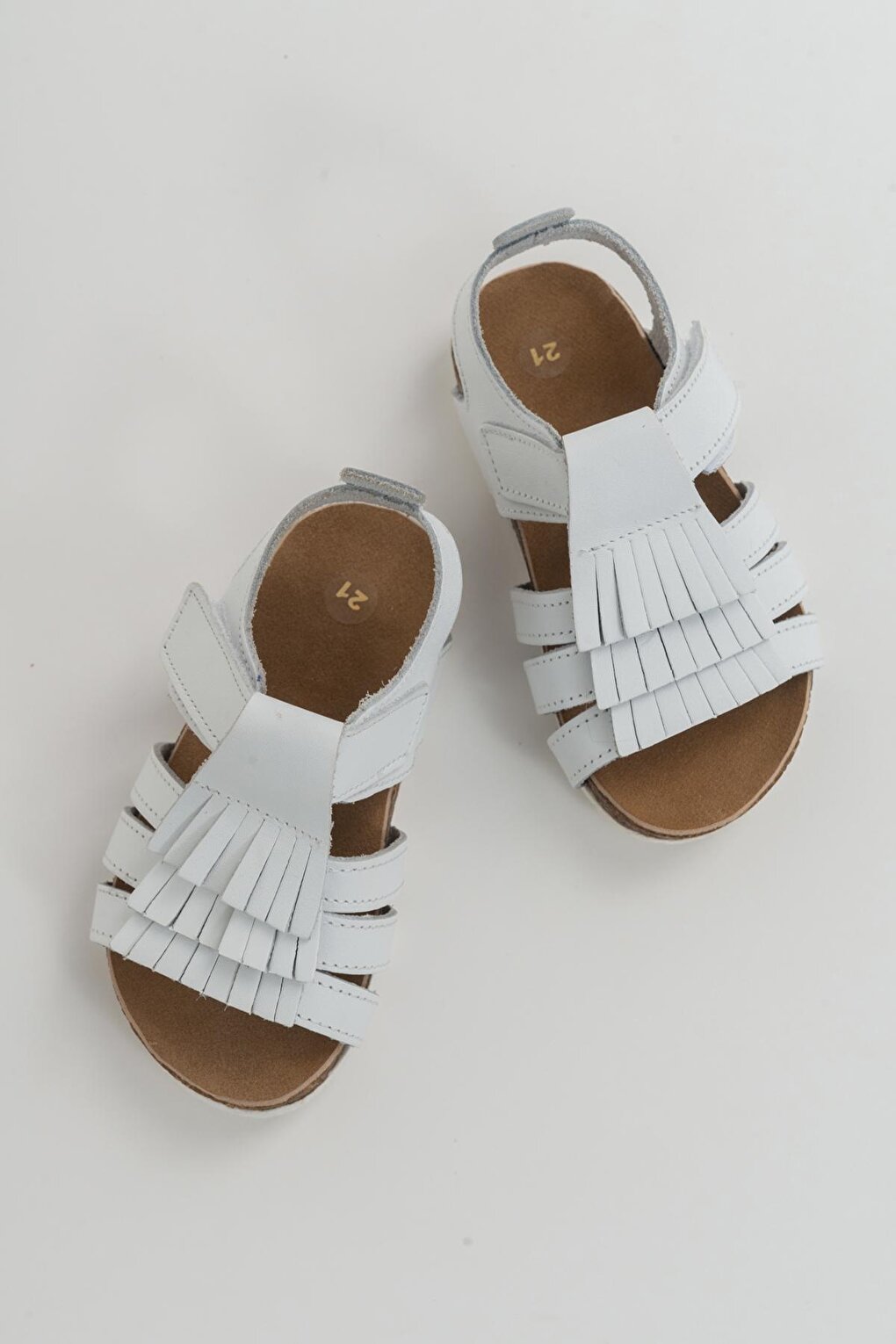 Girl's White Leather healthy Supported Children's Sandals