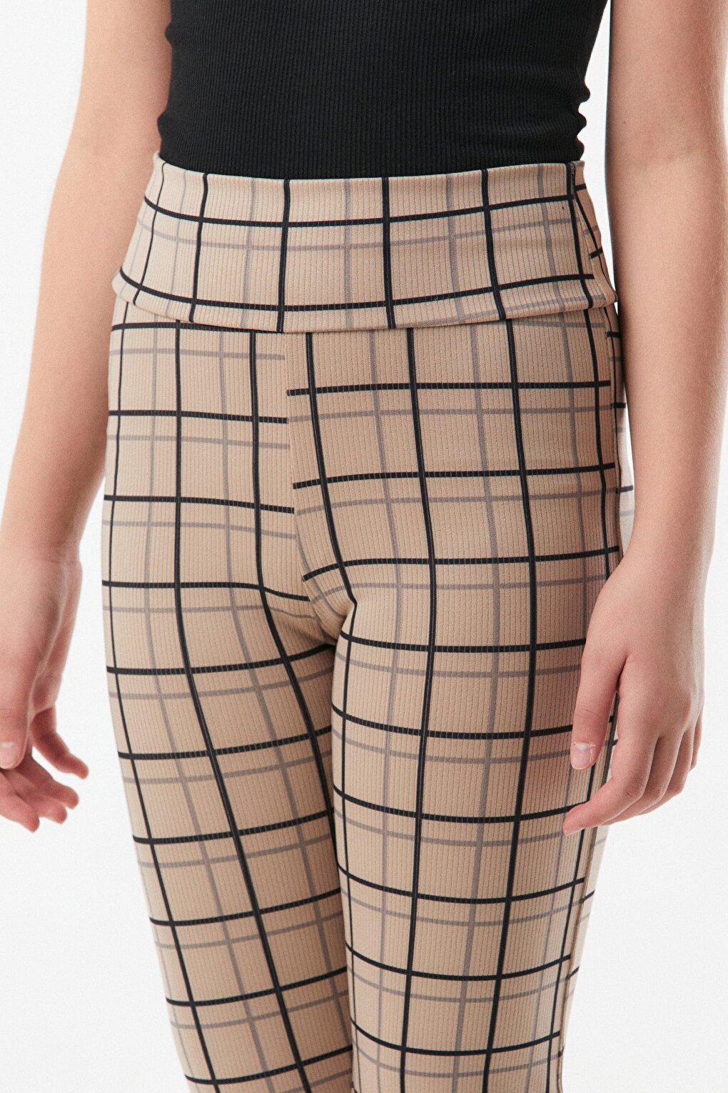 Plaid Patterned Flare Leg Girls' Trousers and Leggings