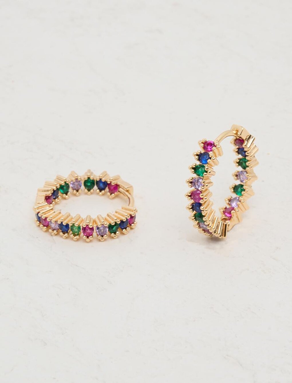 Stylish Hoop Earrings with Mixed Shiny Stones