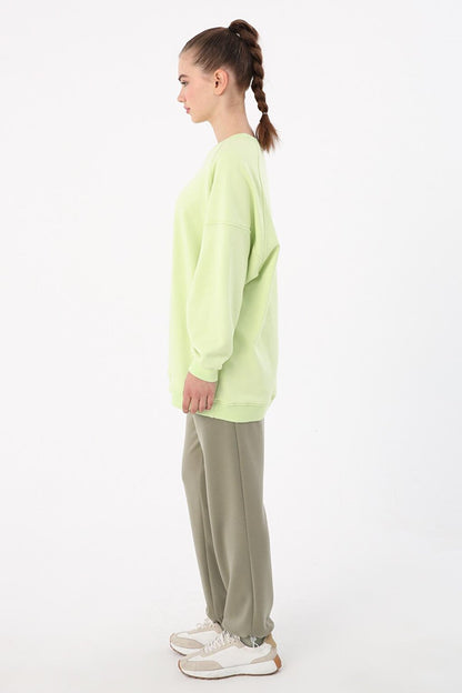 Light Green 3 Thread Oversize Basic Sweatshirt