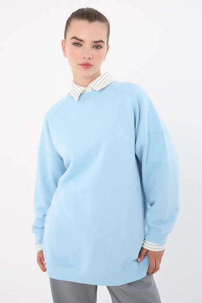 Light Blue 3 Thread Oversize Basic Sweatshirt