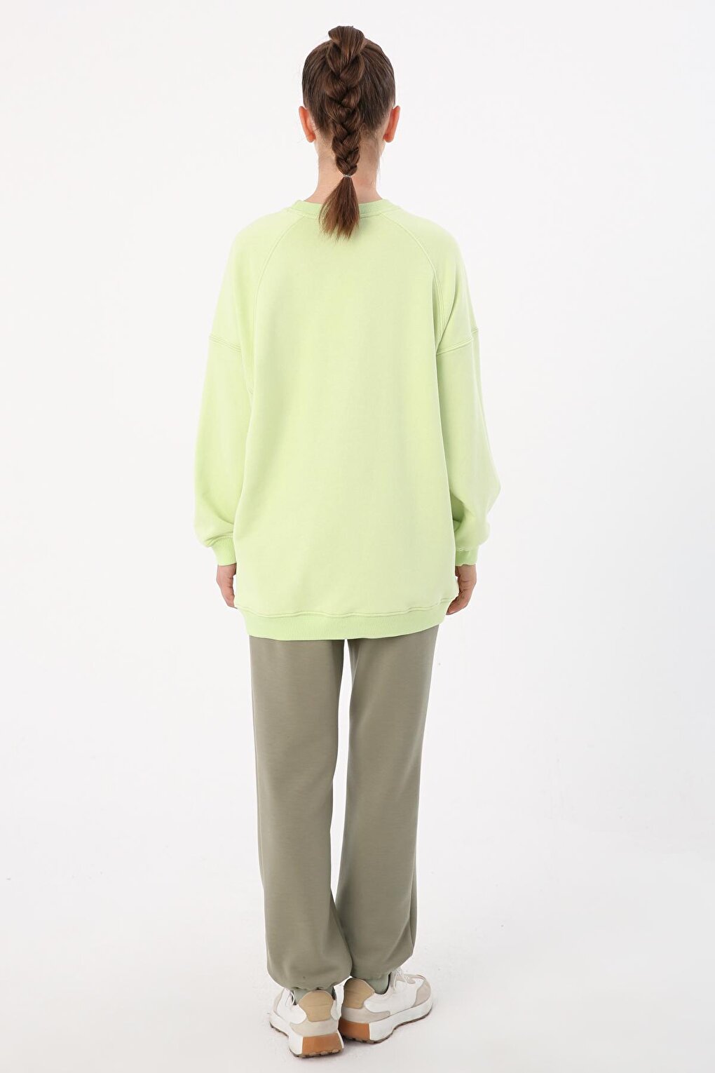 Light Green 3 Thread Oversize Basic Sweatshirt