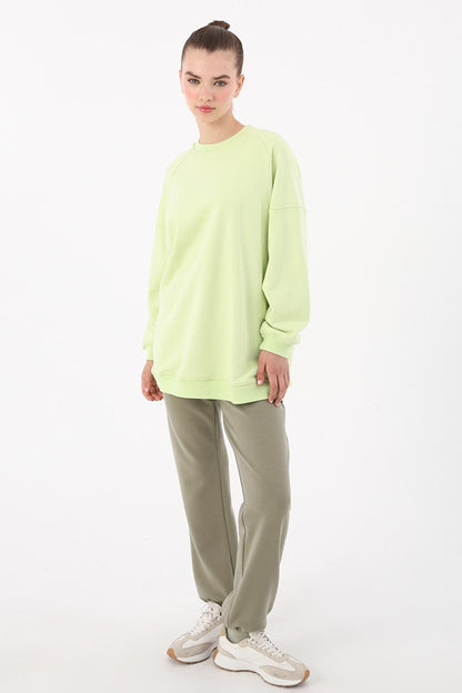 Light Green 3 Thread Oversize Basic Sweatshirt