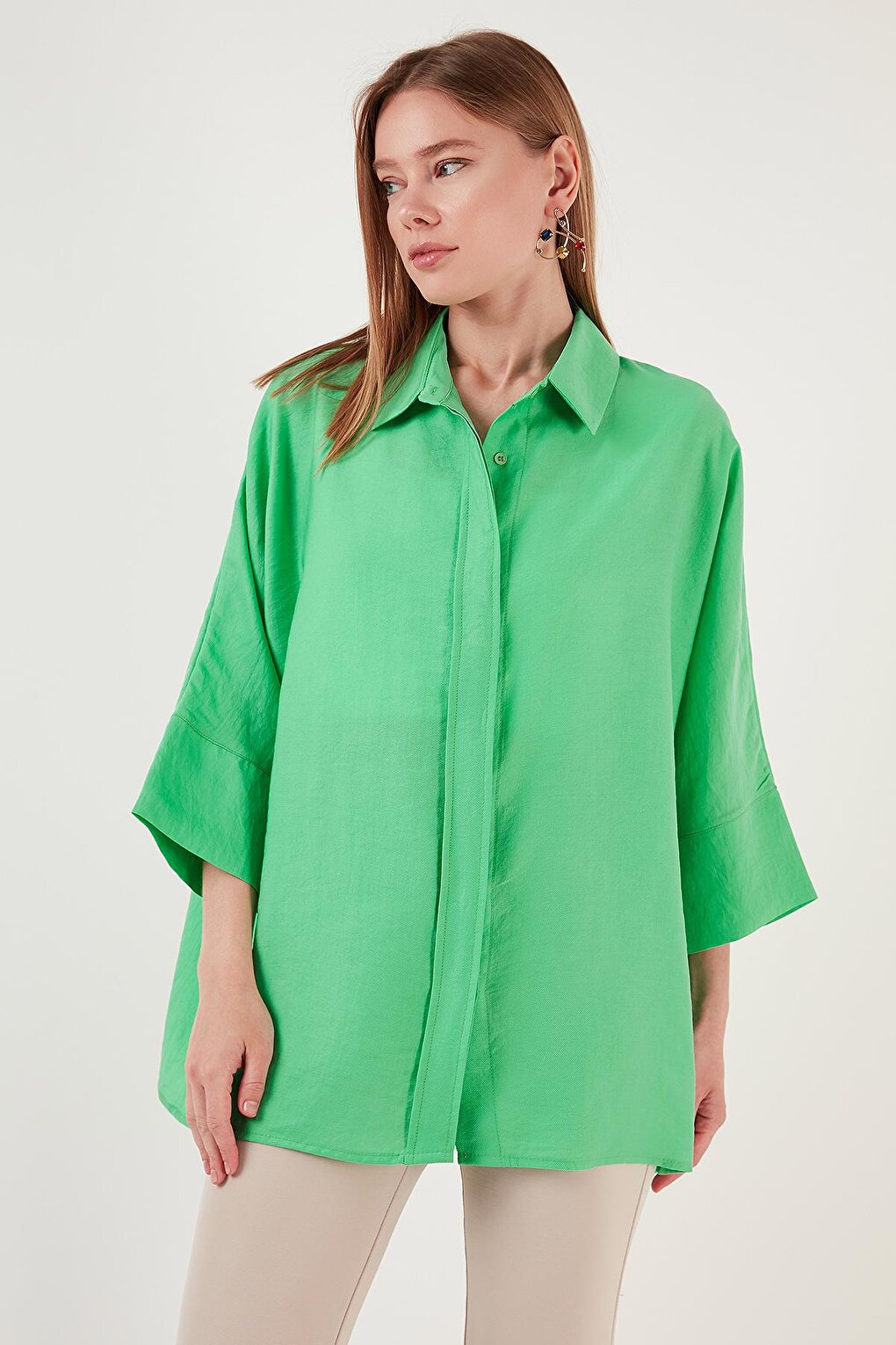 Three Quarter Sleeve Oversize Summer Shirt 514344041