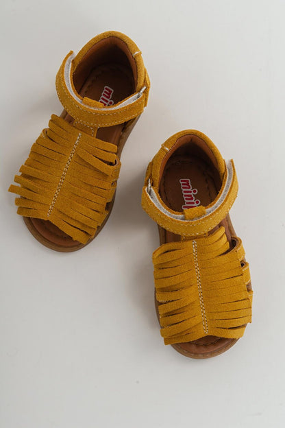 Girl's Yellow Leather Children's Sandals with healthy Support