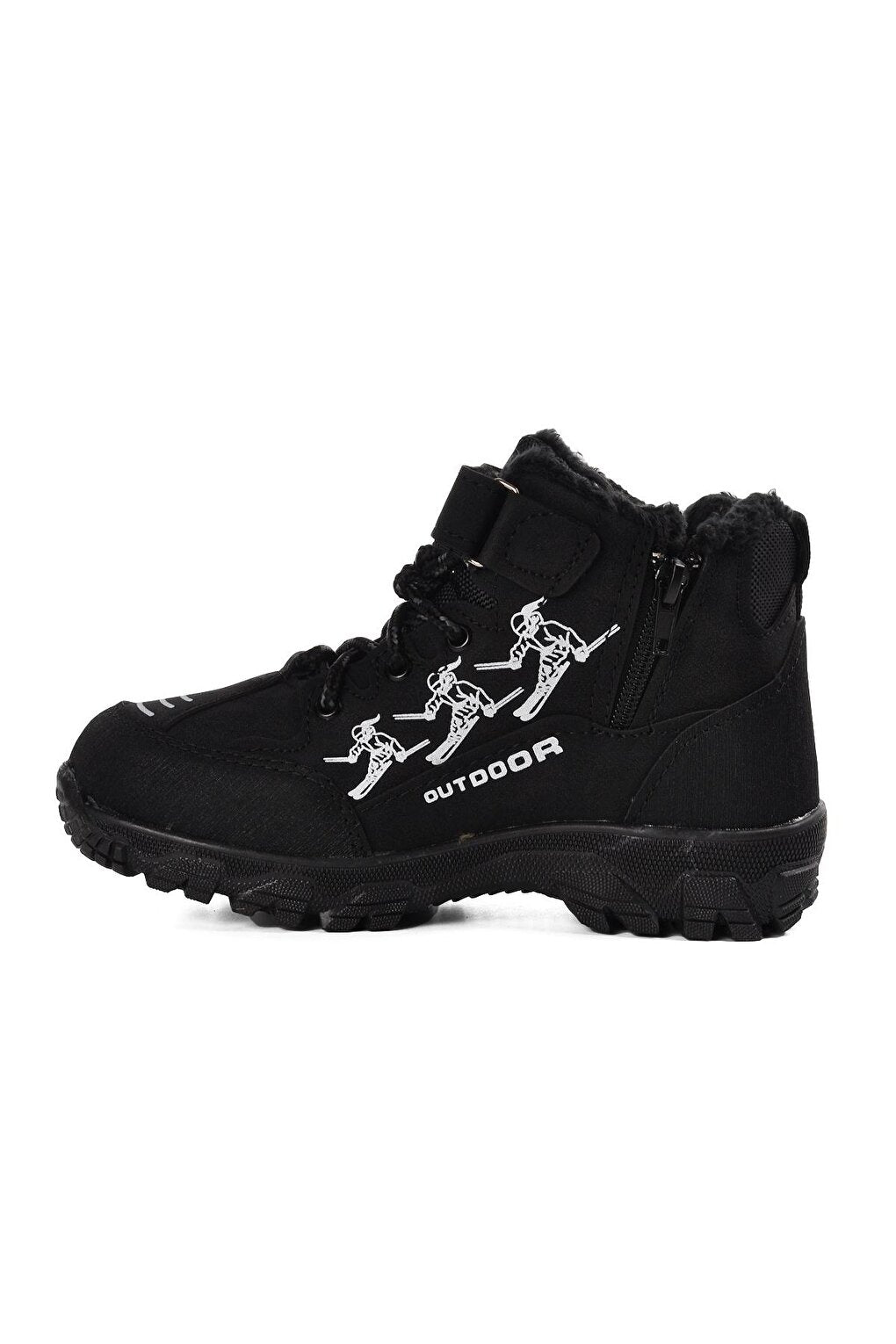 571-F Black-White Shearling Children's Outdoor Boots