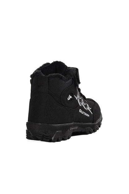 571-F Black-White Shearling Children's Outdoor Boots