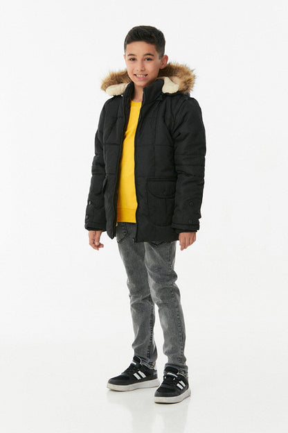 Hooded Zippered Boy's Puffer Coat