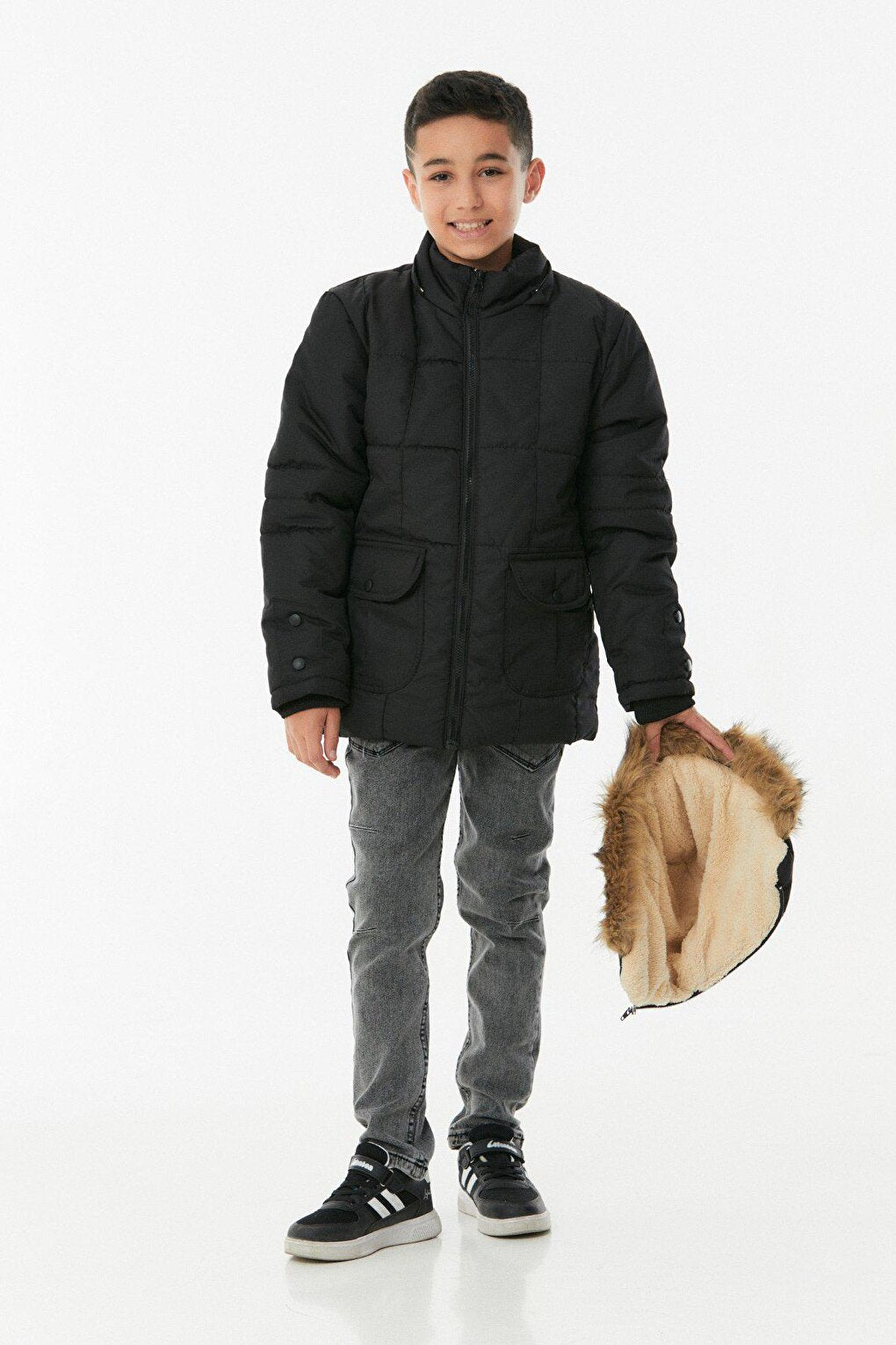 Hooded Zippered Boy's Puffer Coat