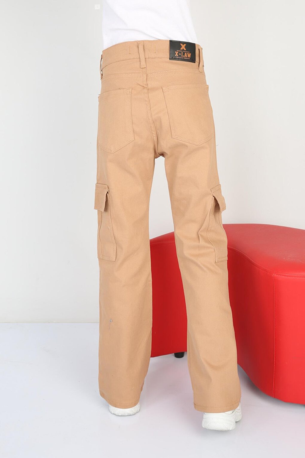 Girl's Flare Leg Linen Cargo Pants