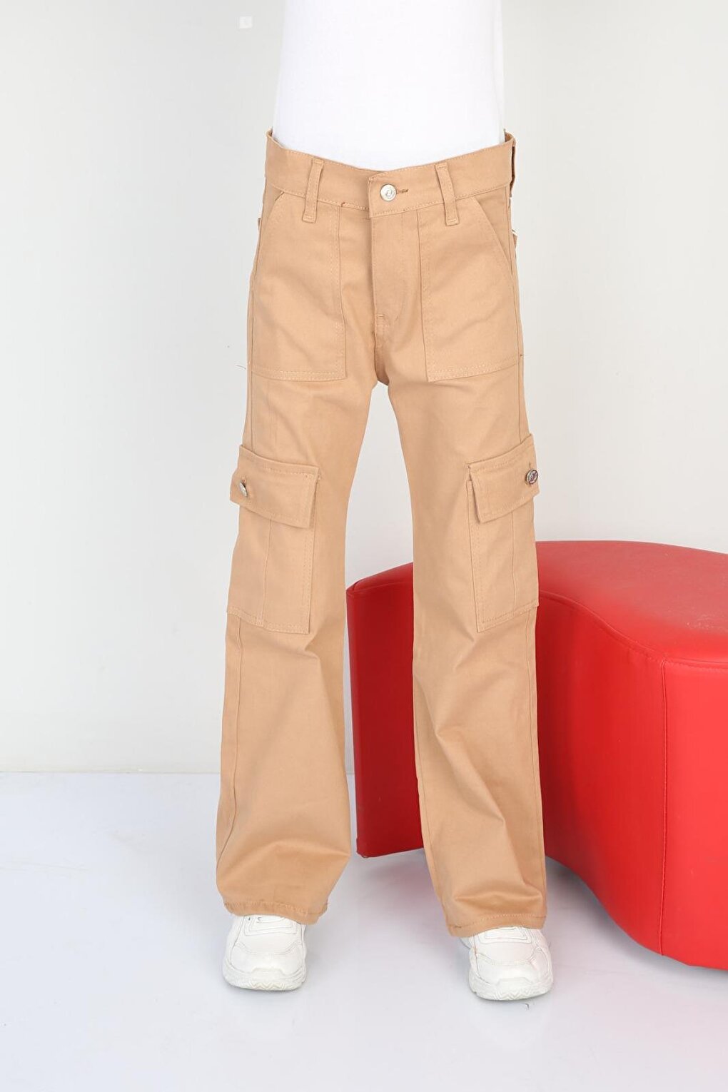 Girl's Flare Leg Linen Cargo Pants