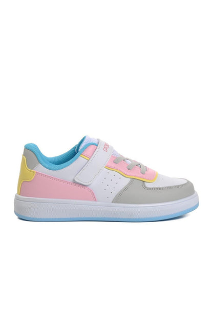 964-F White-Pink-Turquoise Kids Sneaker