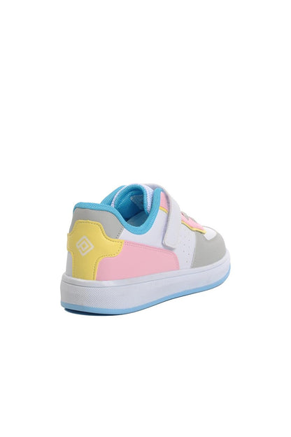 964-F White-Pink-Turquoise Kids Sneaker