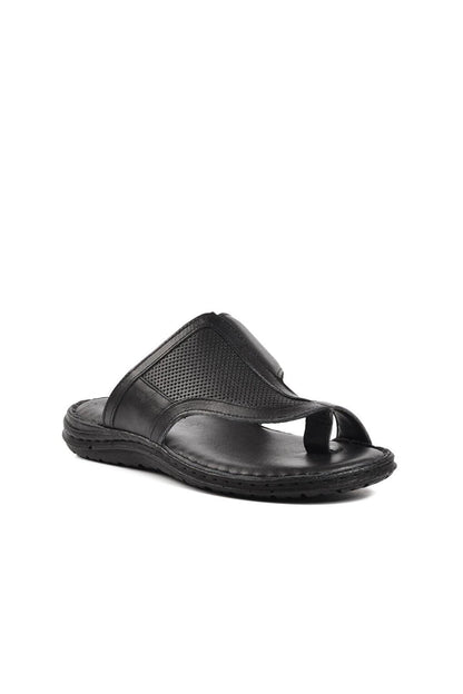 B15.197 Black Inside Out Genuine Leather Flip Flops for Men