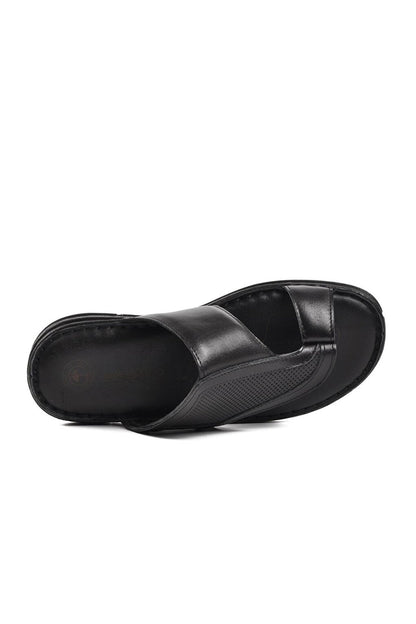 B15.197 Black Inside Out Genuine Leather Flip Flops for Men