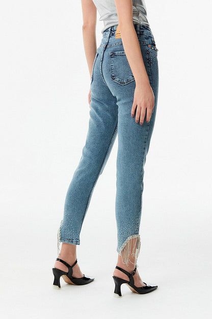 Stone High Waist Straight Fit Jean