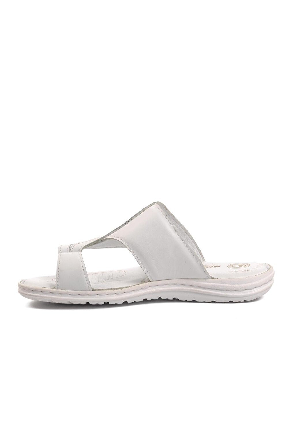 B15.197 White Inside and Outside Genuine Leather Men's Flip Flops