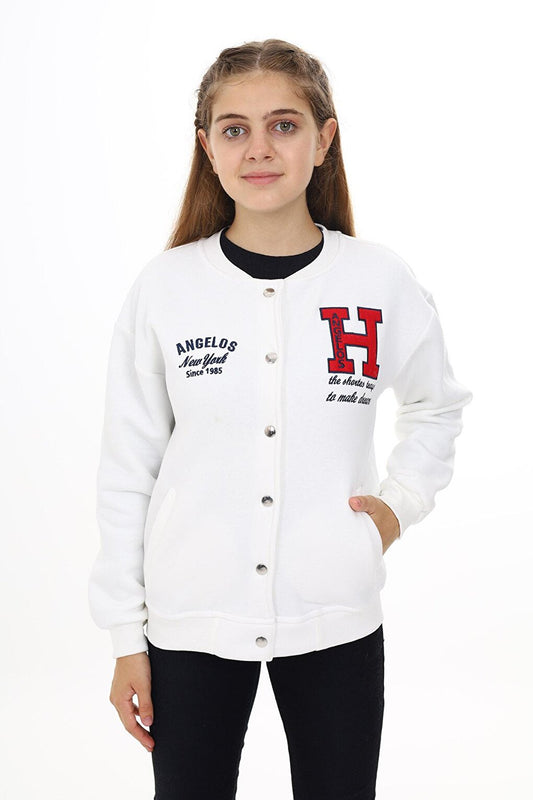 Girl's College Style H Printed Jacket 7 -13 Years Lx273