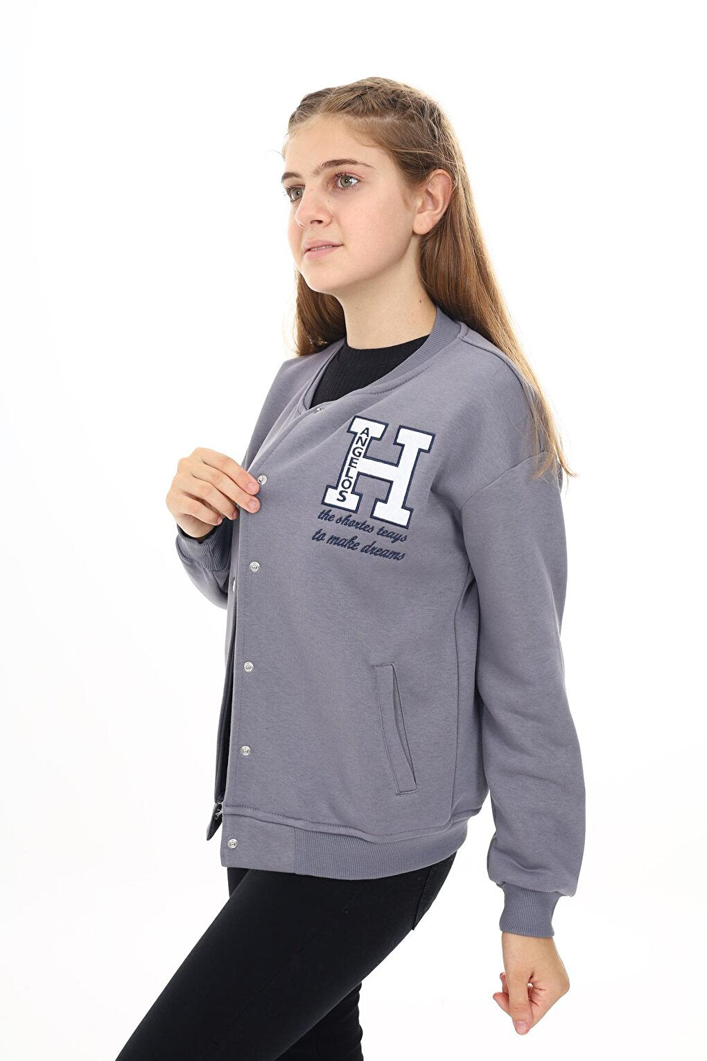 Girl's College Style H Printed Jacket 7 -13 Years Lx273