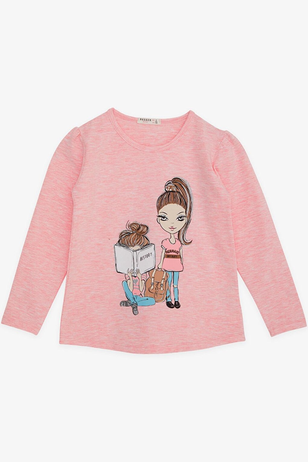 Girl's Long Sleeve T-Shirt Girl's Look Salmon Melange (4-9 Years)