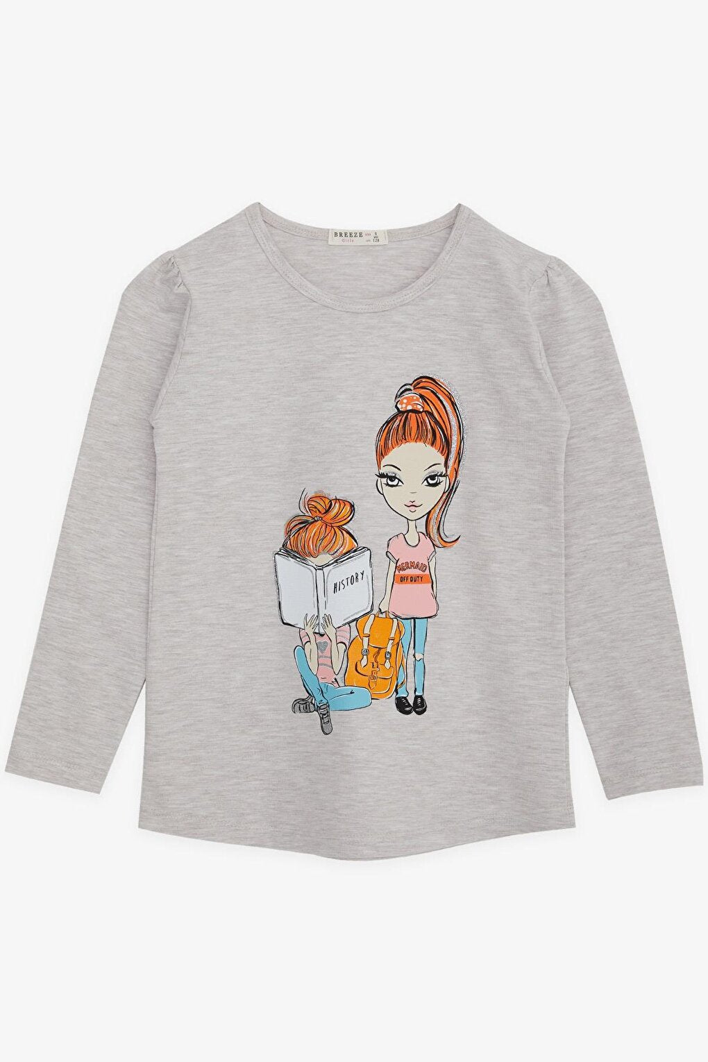 Girl's Long Sleeve T-Shirt Girl's Look Beige Melange (4-9 Years)