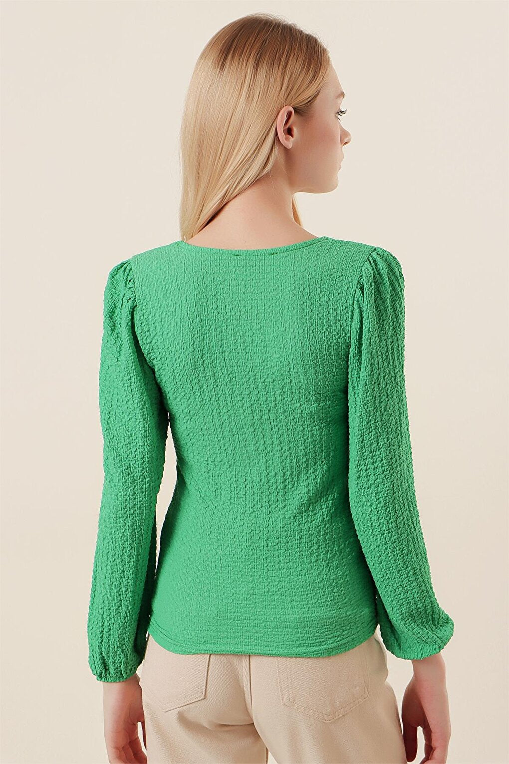 0442 Long Sleeve Blouse - Green