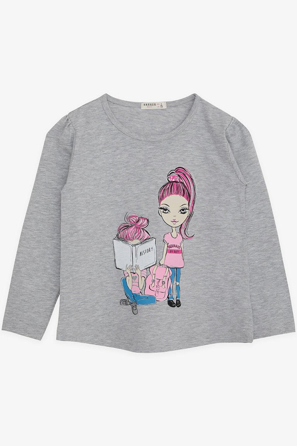 Girl's Long Sleeve T-Shirt Girl's Look Gray Melange (Age 4-9)