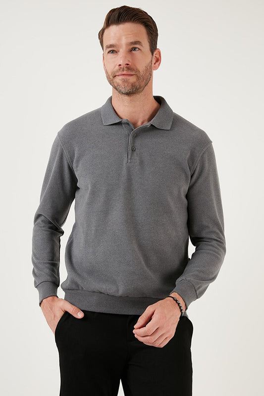 Cotton Blend Regular Fit Polo Neck Sweater 456223